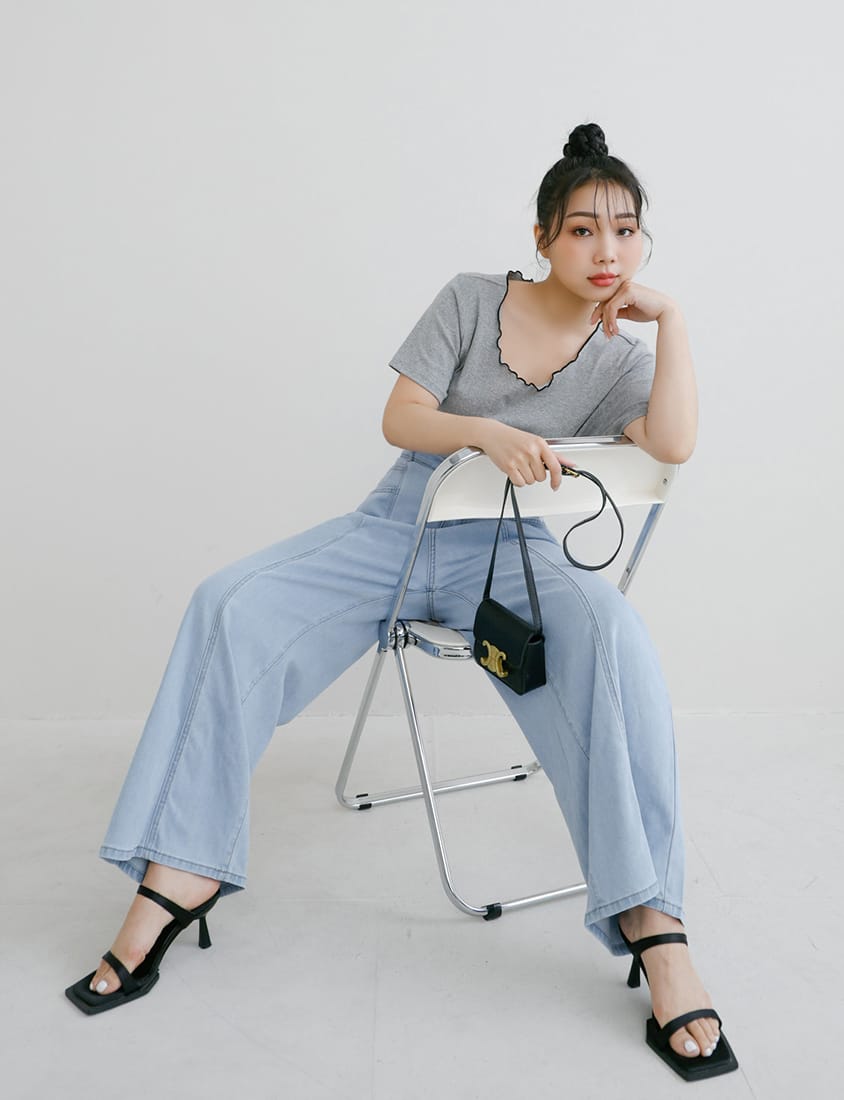 Two-Piece Japanese-Style Color-Block Plus Size Top Set