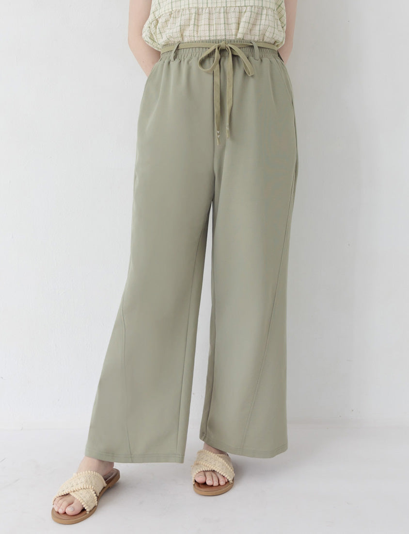 UV PRO+ Cooling Plaid Plus Size Wide-Leg Pants (with Waist-Tie)