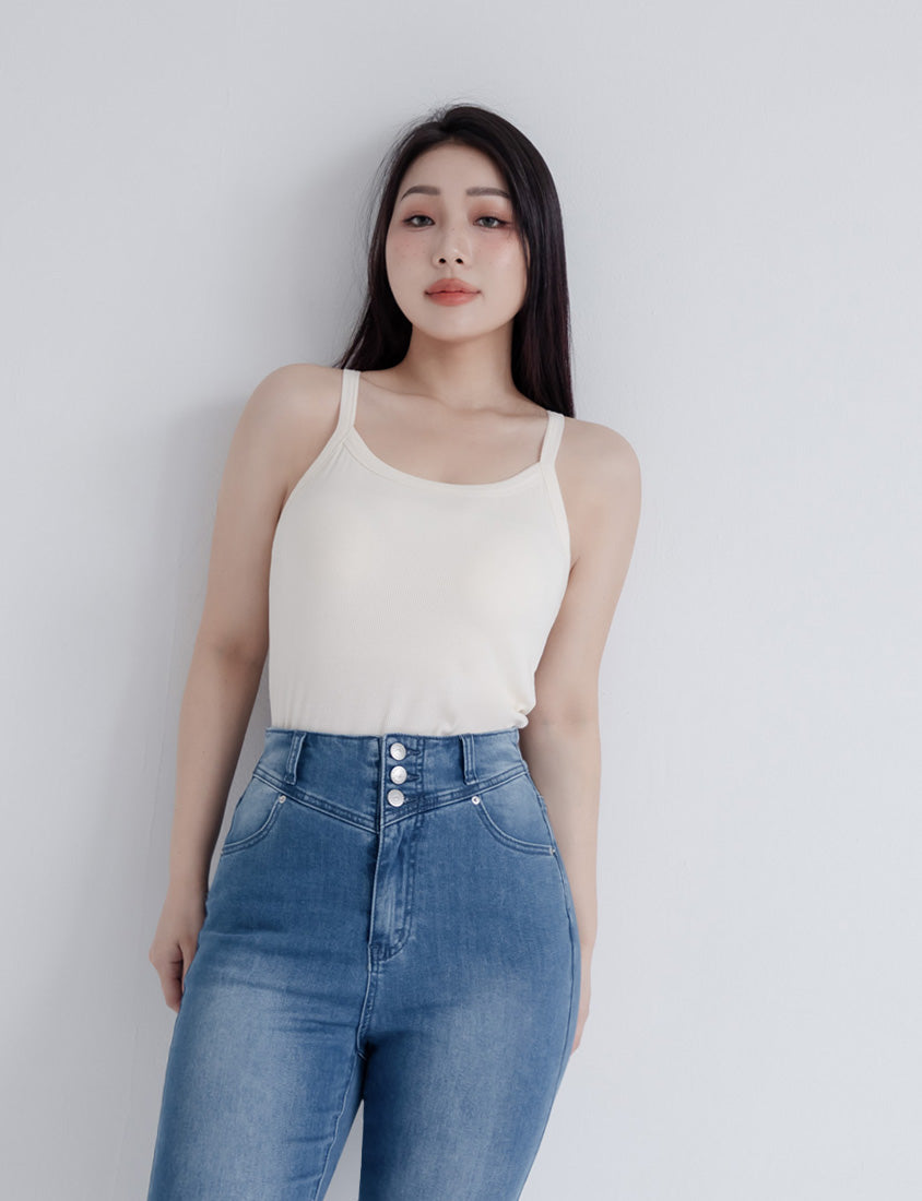 U-Neck Ribbed Shoulder Cut Plus Size BRATOP (with Padding)