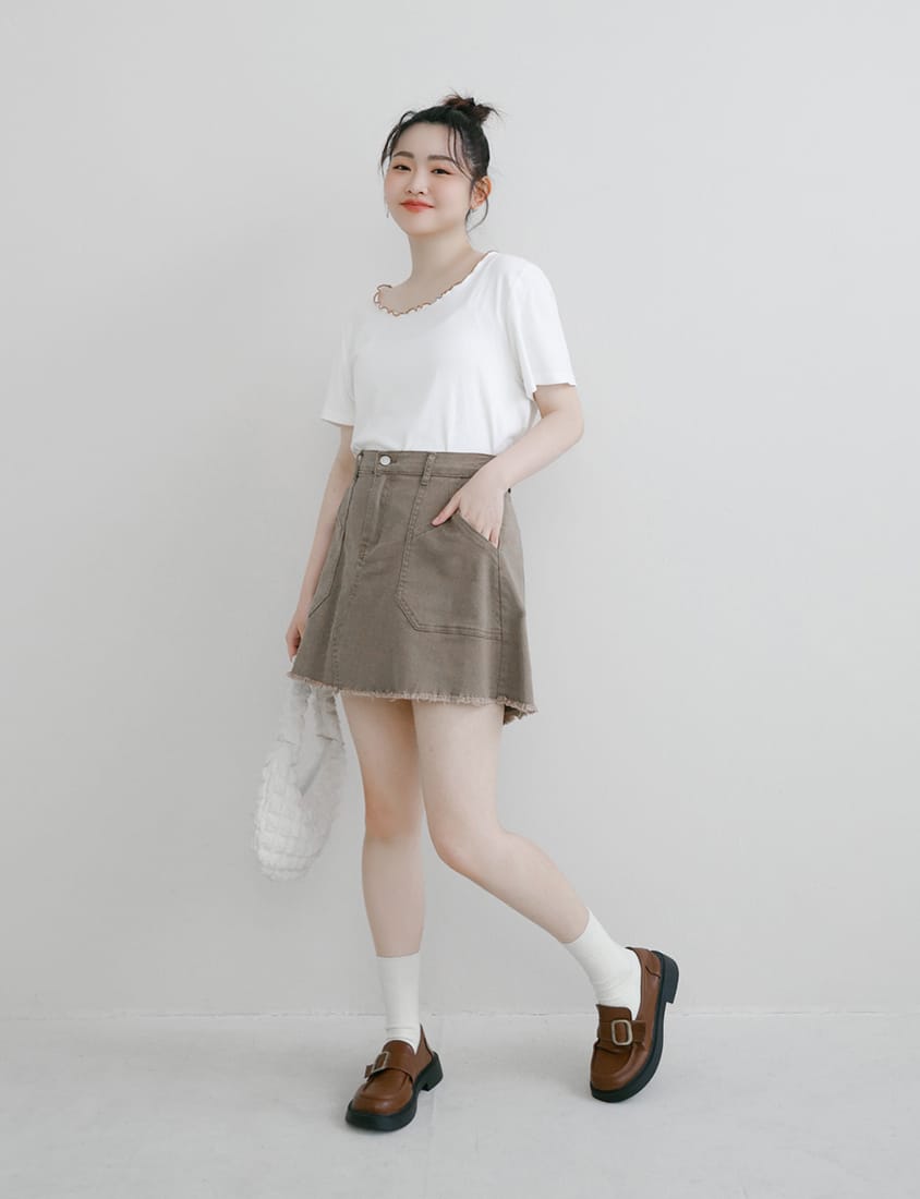Two-Piece Japanese-Style Color-Block Plus Size Top Set