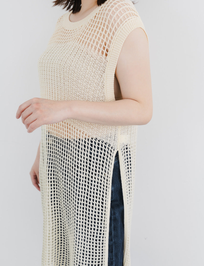 Japanese Style Side Slit Long Knit Plus Size Vest