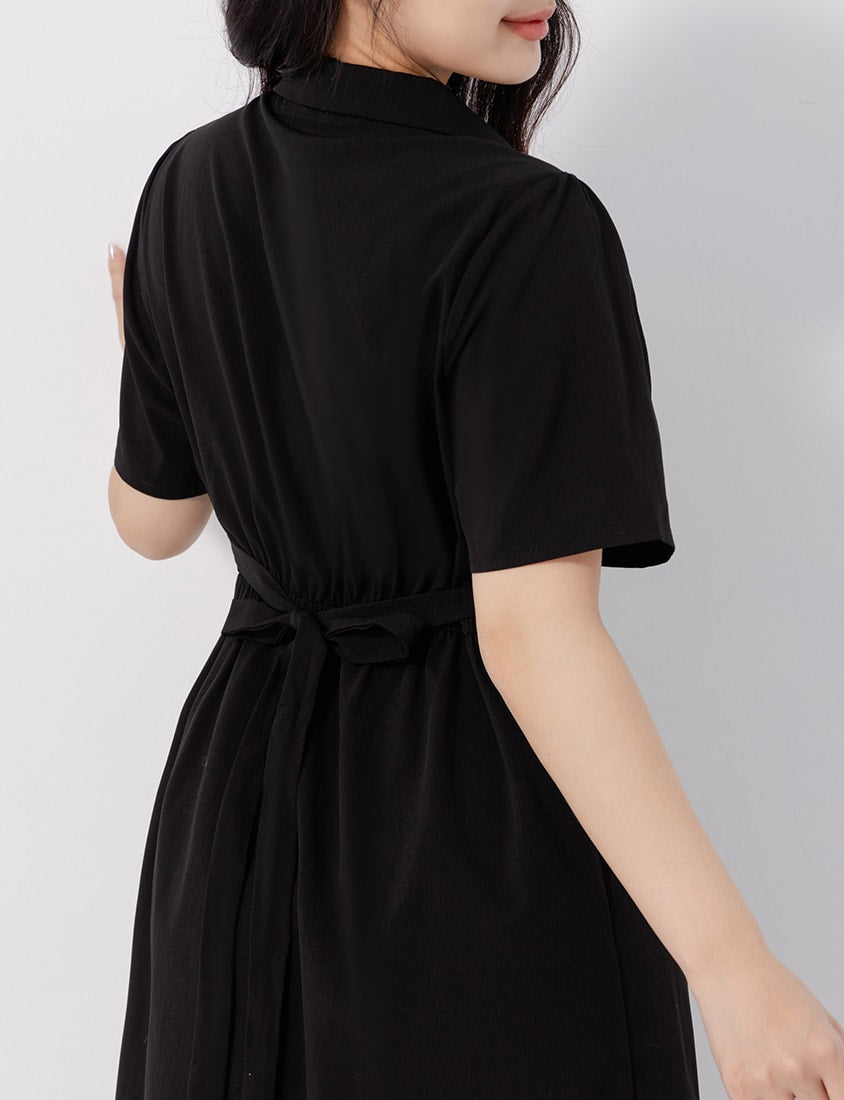 Pleated Textured Button-Down Elastic Back Plus Size Maxi Dress