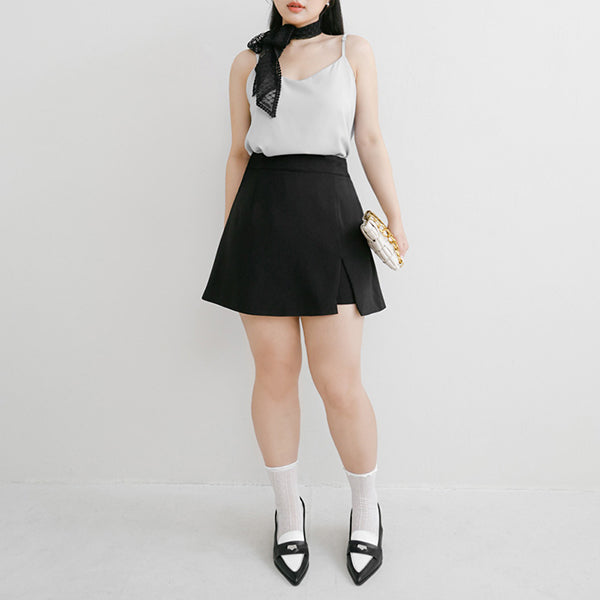 MISS. Structured Lightweight A-line Slit Plus Size Tailored Skirt (With Short)