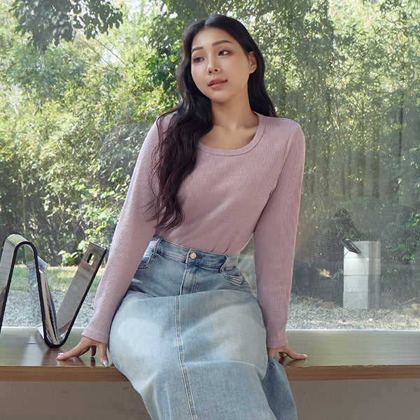 Casual Versatile Waffle Knit Plus Size Long Sleeve Top