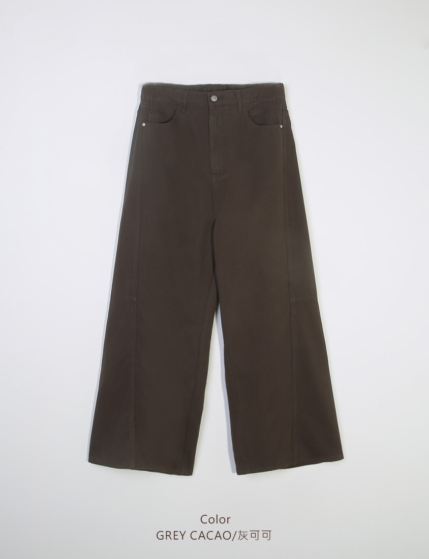 Everyday Versatile Twill Plus Size Straight-Leg Wide Pants