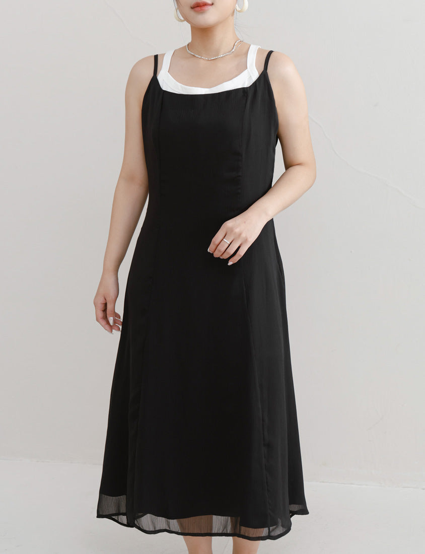 MISS. Ethereal Double Layer Sheer Adjustable Plus Size Maxi Dress