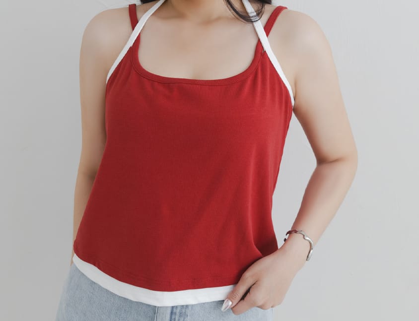 MUA! Chic Contrast Plus-Size Halter Neck Tank