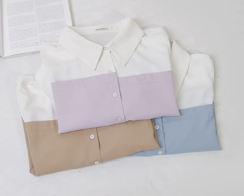 Faux Two-Piece Asymmetric Color-Block Plus Size Shirt