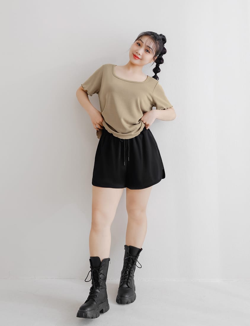 MISS. Casual Slit Drawstring Plus Size Shorts