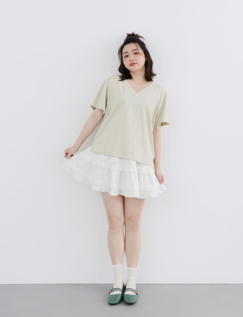 Cooling V-Neck Side Slit Plus Size Graphic Tee