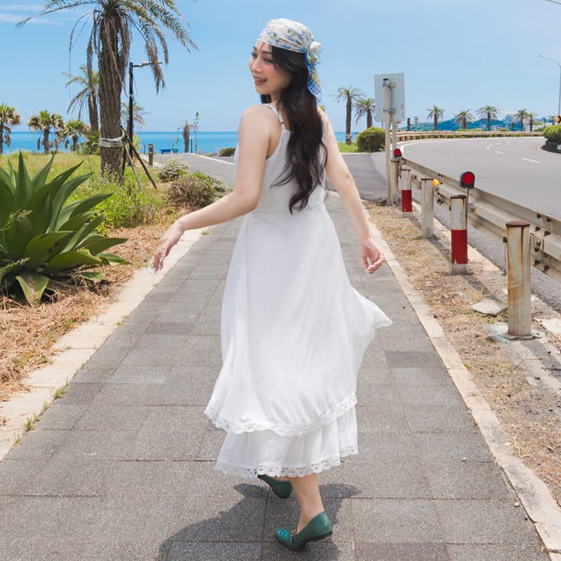 Elegant Layered Lace Tie Plus Size Dress