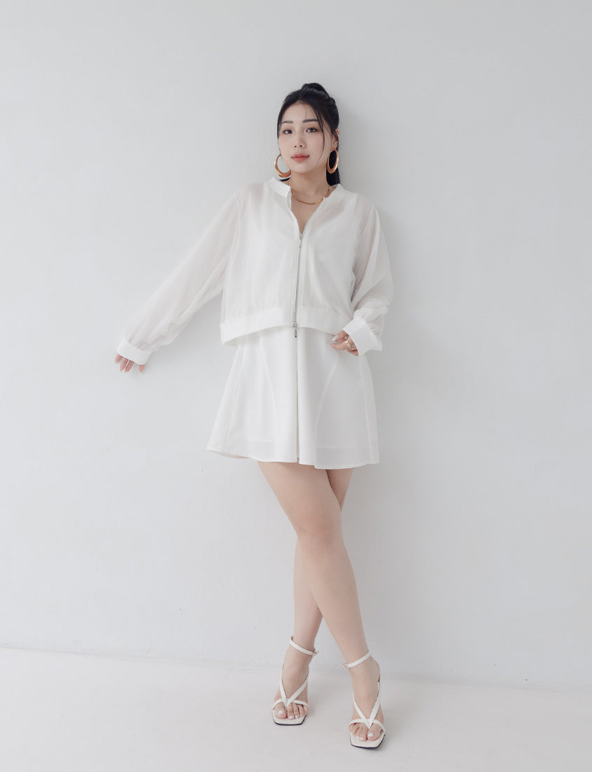 MUA! Sheer Chiffon Dual-Zip Plus Size Bomber Jacket