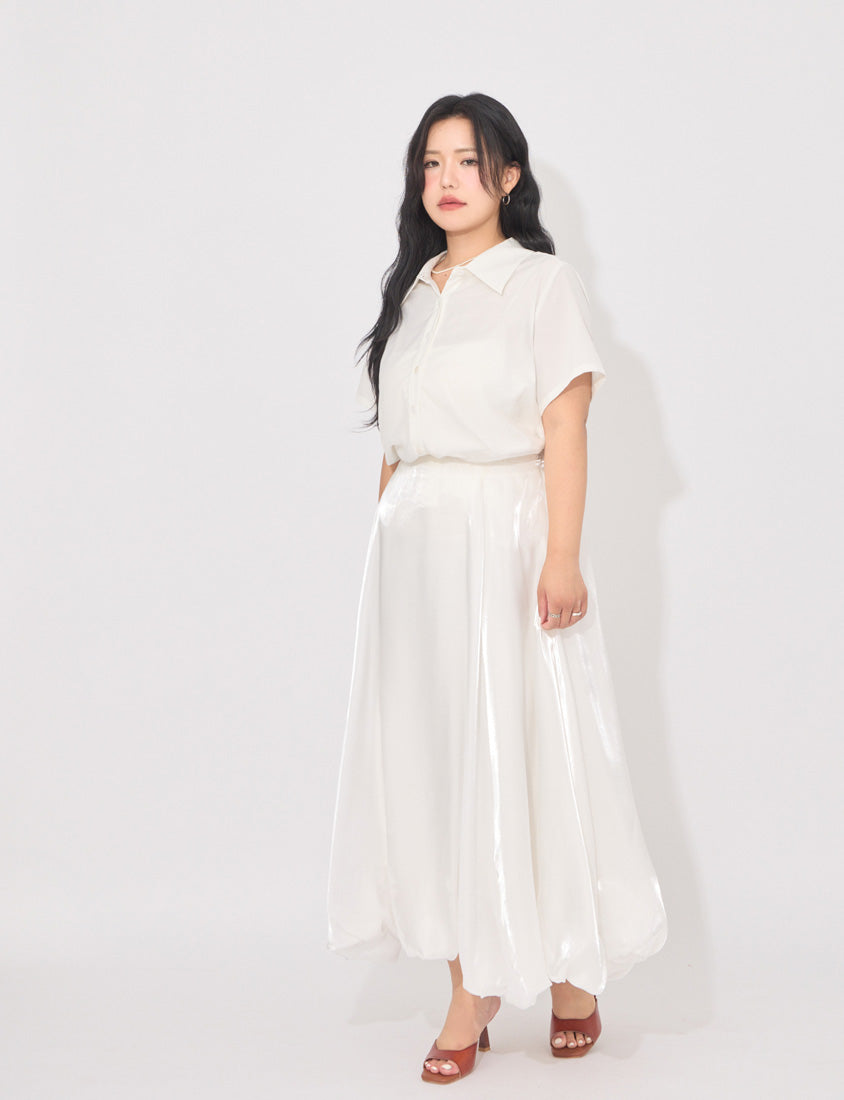 MORE U Airy Glossy Plus Size Bubble Skirt