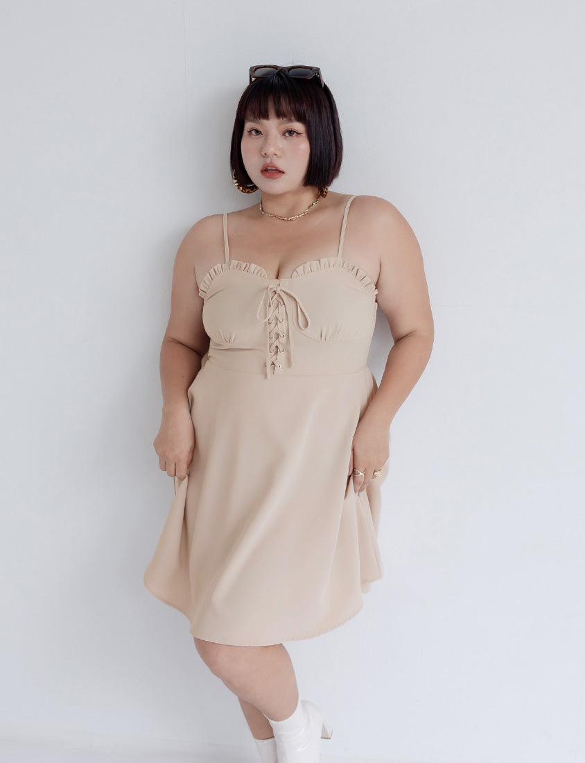 MUA! Ruffle Corset Adjustable Plus Size Mini Dress