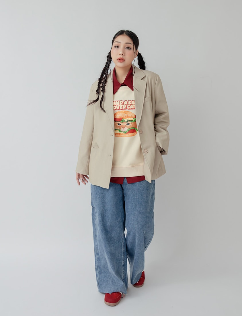 Multi-Color Drop Shoulder Plus Size Boyfriend Oversize Shirt (Unisex)