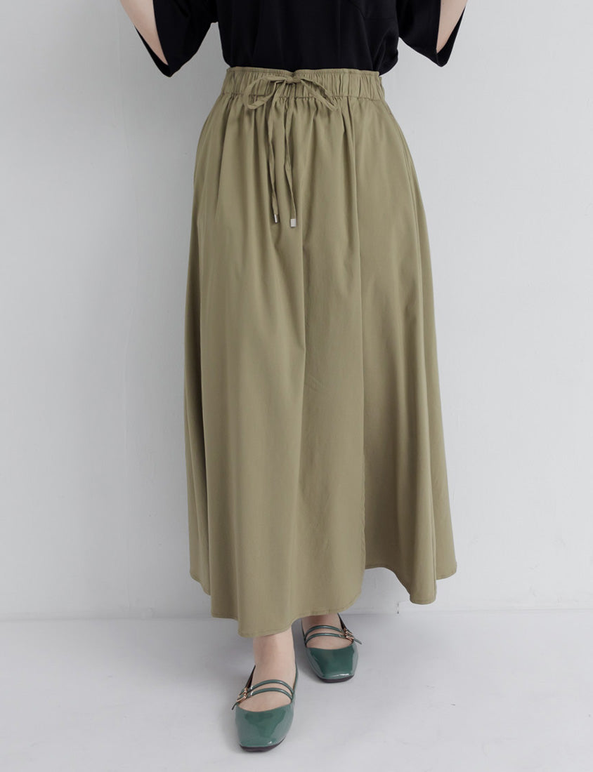 Cooling Tech Full Elastic Drawstring Plus Size Maxi Skirt