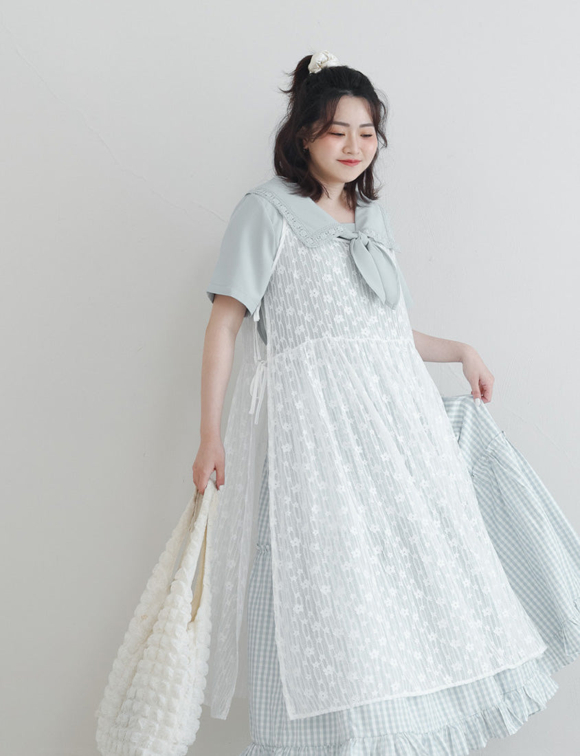 Japanese Style Lace Sailor Collar Tie Plus Size Top Blouse