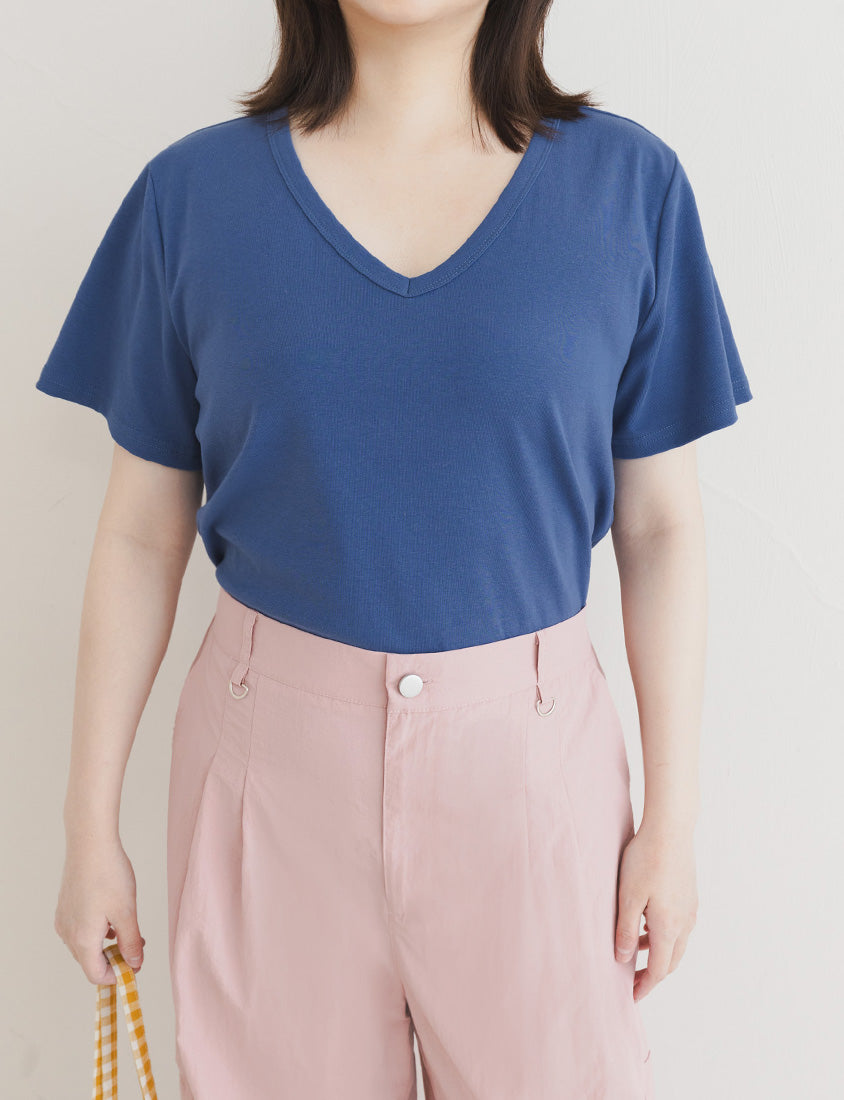 V-Neck Multicolor Plus Size Comfy Slim Tee