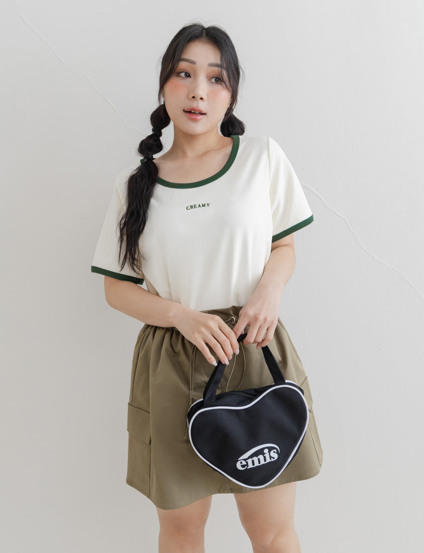 CREAMY Embroidered Color-Block Plus Size Tee