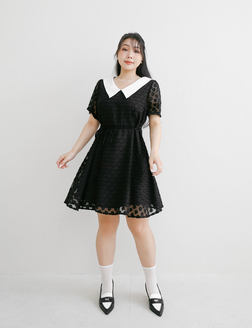 MISS. Sweet Floral Faux Two-Piece Collar Plus Size Mini Dress