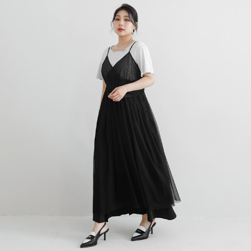MISS. Layered Sheer MeshPlus Size Camisole