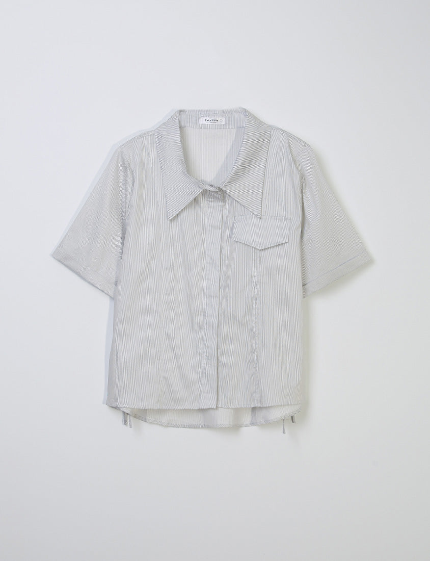 MORE U Pinstripe Side-Tie Plus Size Shirt