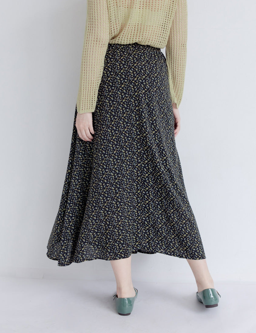 Sweet & Feminine Floral Flared Maxi Skirt