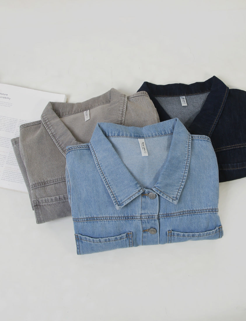 Versatile A-Line Denim Plus Size Shirt Dress