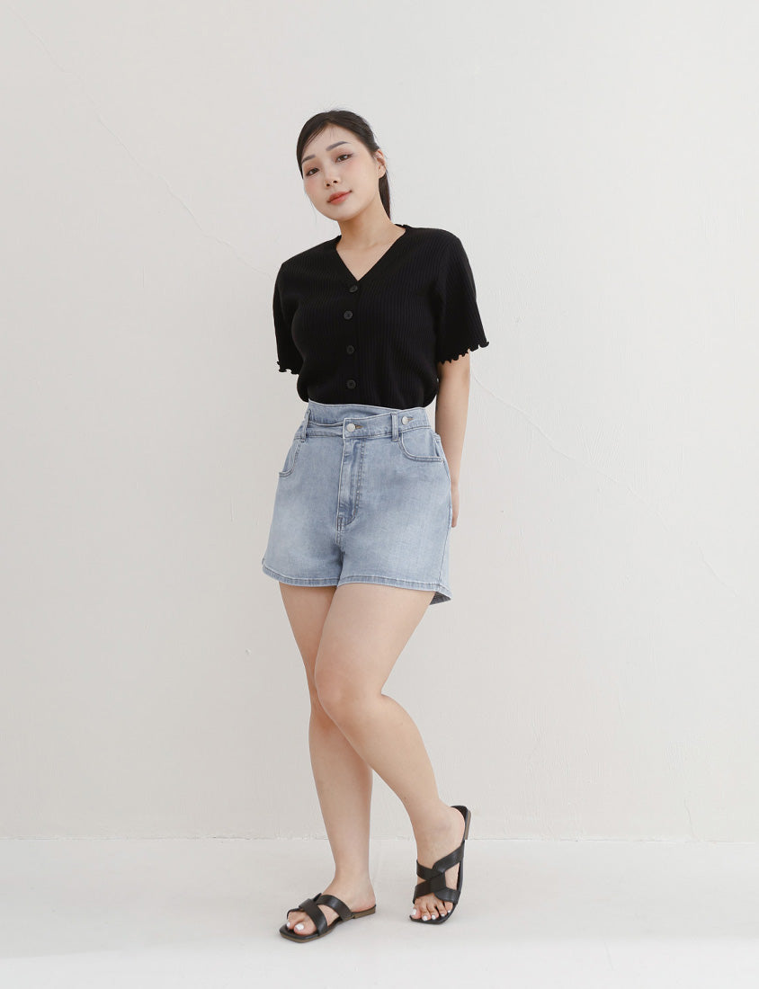Cooling Lyocell Faux Button Plus Size Knit Top