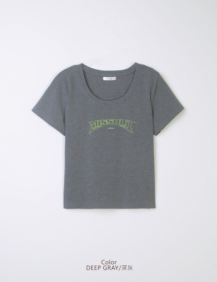 MUA! Colorblock Graphic Crewneck Plus Size Short Sleeve Tee