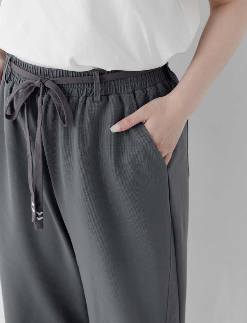 UV PRO+ Cooling Plaid Plus Size Wide-Leg Pants (with Waist-Tie)