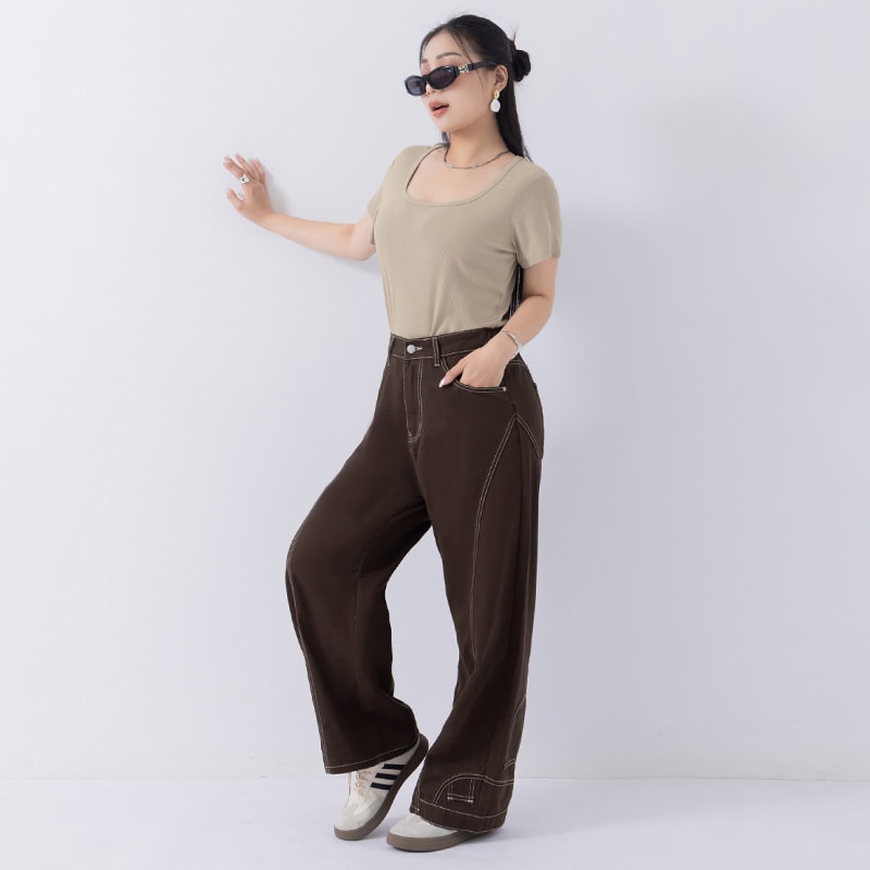 MUA! Inverted Seam Plus Size Straight-Leg Wide Pants