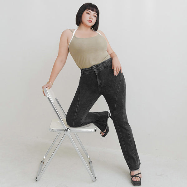 MUA! Ultra Slimming Stitch Stretchy Plus Size Flared Pants