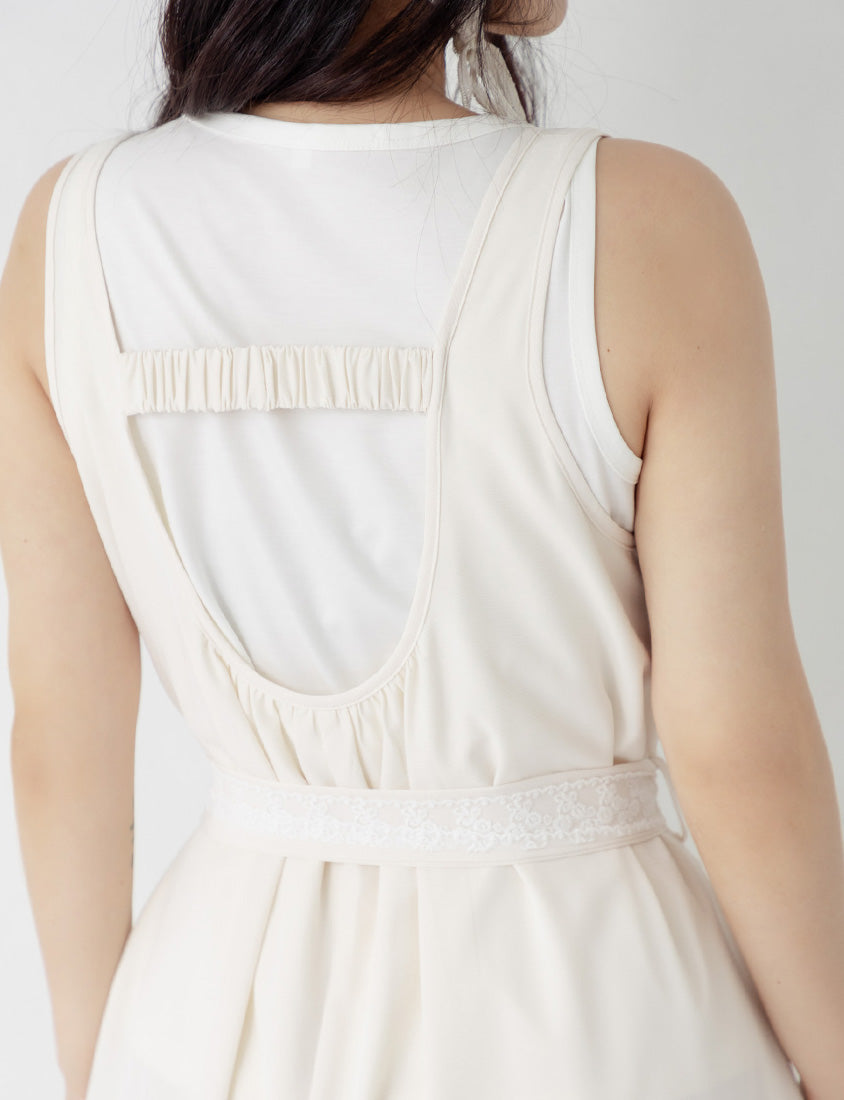Two-Piece Ruched Vest Plus Size Dress (with Waist-Tie)