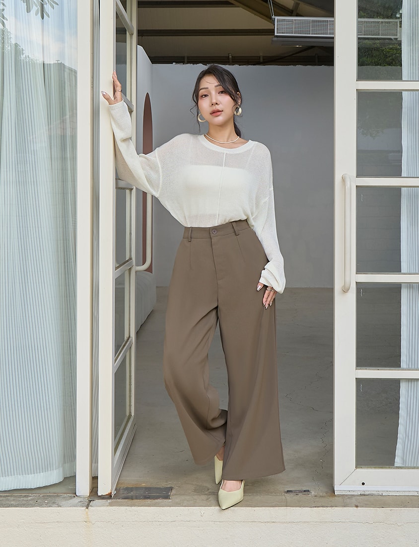 MISS. Korean Sheer Knit Plus Size Long Sleeve Top (with Waist Tie)