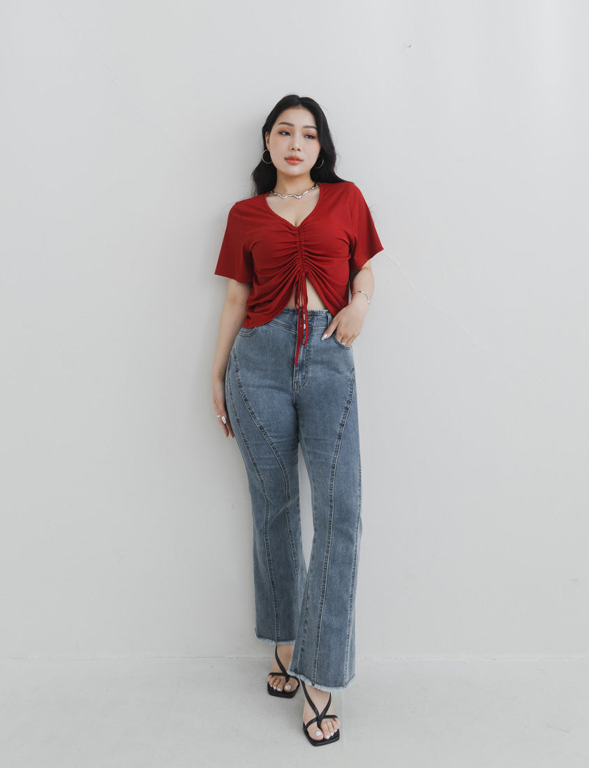 MUA!  Silky Cool-Girl Ruched Plus Size Short Sleeve Top