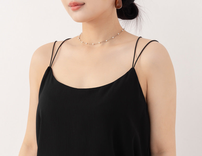 MISS. Elegant Textured Open-Back Plus Size Chiffon Camisole