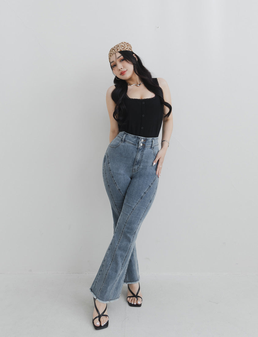 MUA! Ultra Slimming Stitch Stretchy Plus Size Flared Pants