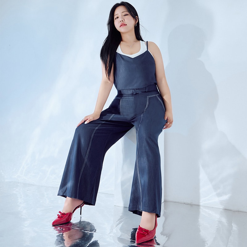 MORE U COOL PRO+ Silky Denim-Look Plus Size Wide Leg Pants