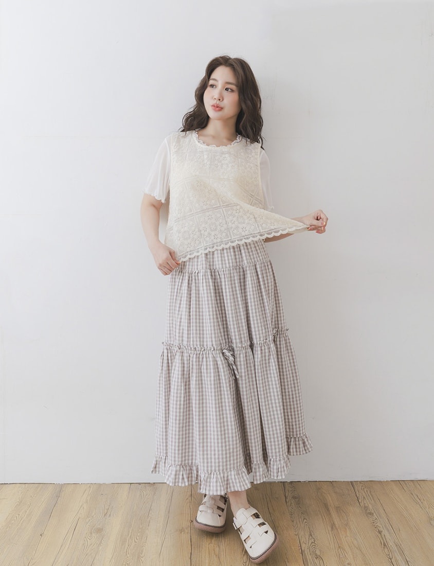 Crochet Lace Side-Tie Crew Neck Plus Size Tank Top