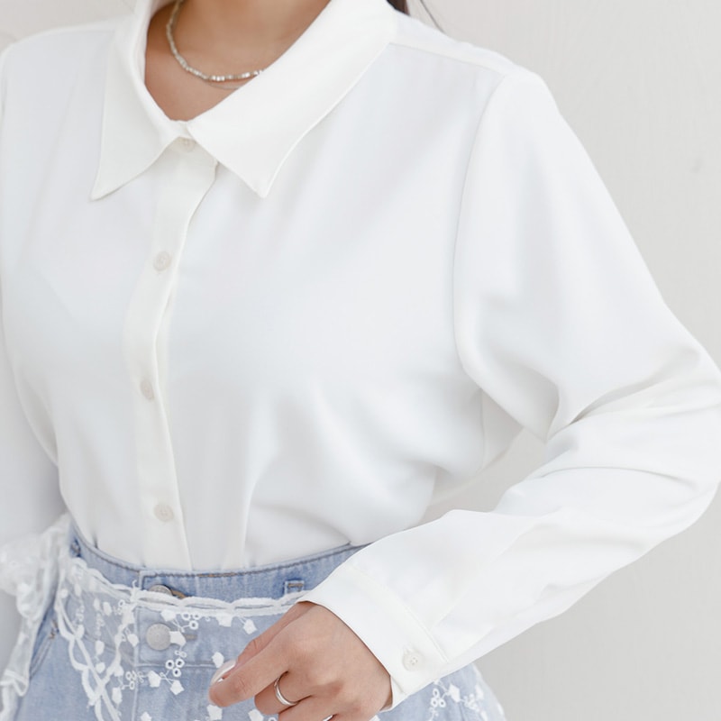 MISS. Two Piece Korean Style Lace Chiffon Plus Size Blouse (With Shawl)