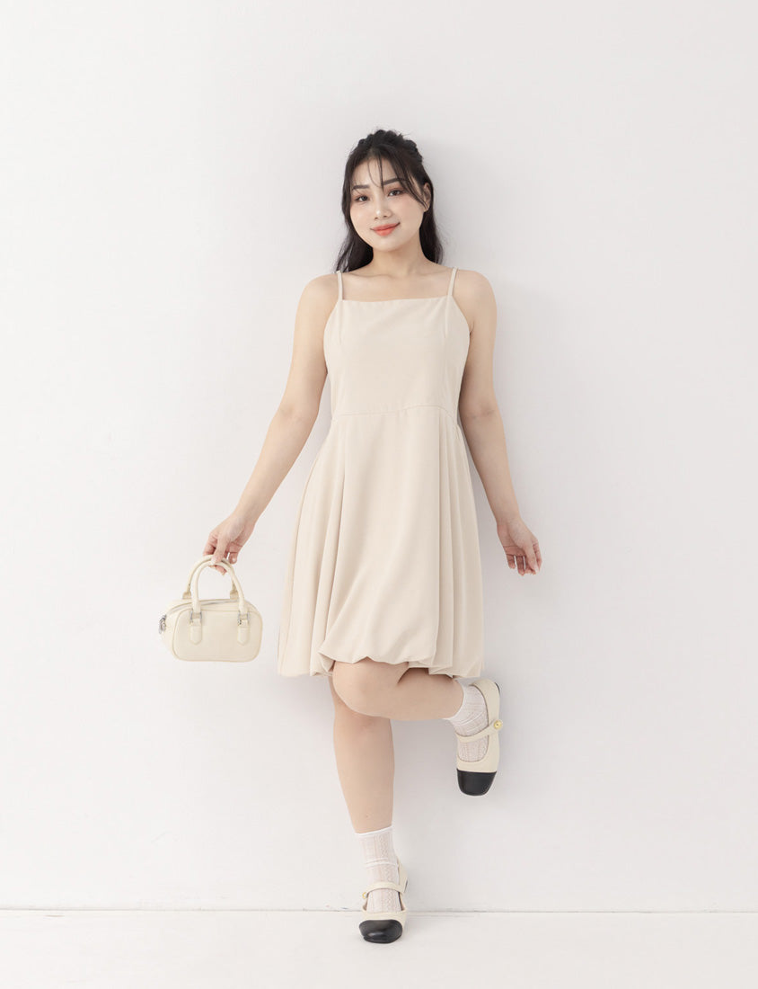 Japanese Style Adjustable Bubble Hem Plus Size Mini Dress