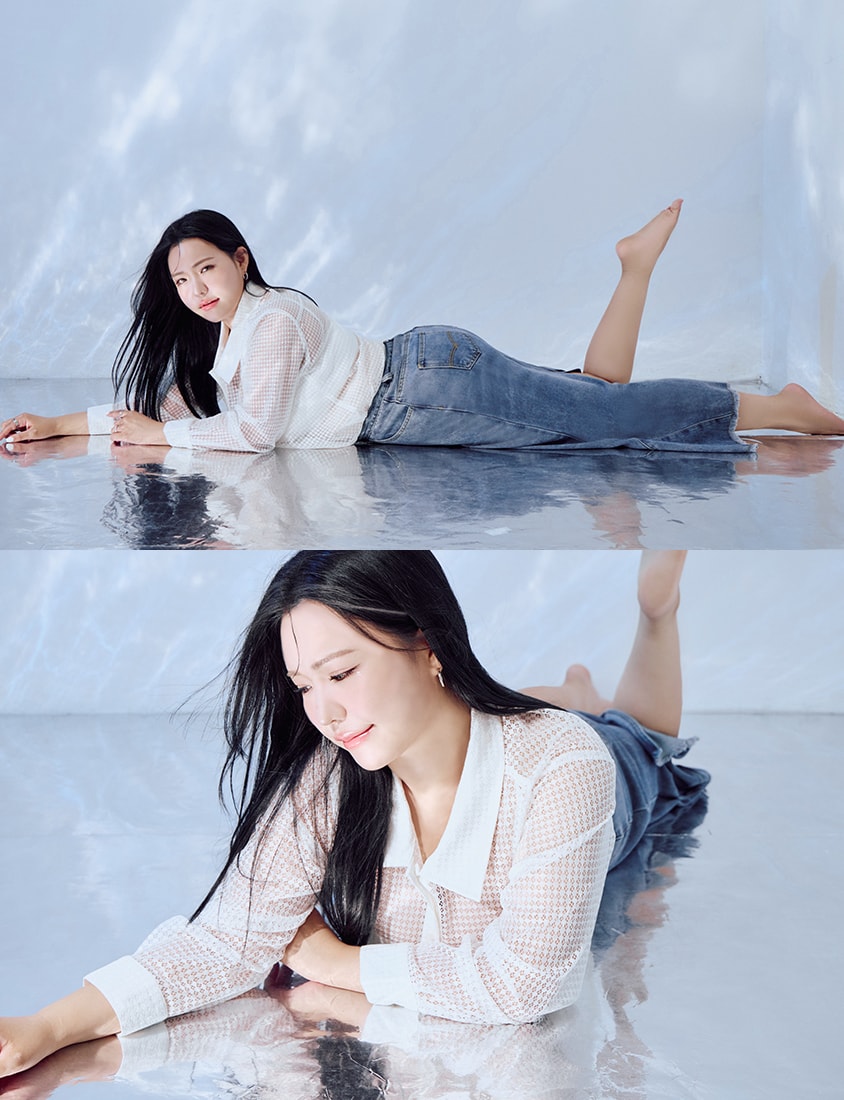 MORE U Cooling Silky Denim Slit Plus Size Mermaid Skirt