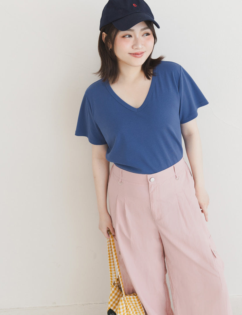 V-Neck Multicolor Plus Size Comfy Slim Tee