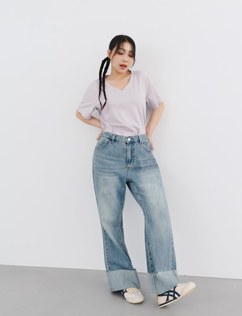 Bold Cuffed Plus Size Flare Jeans