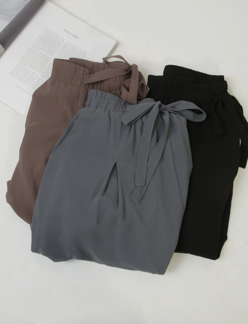 MISS. Silky Cool Sheer Chiffon Elastic Waist Plus Size Wide Pants