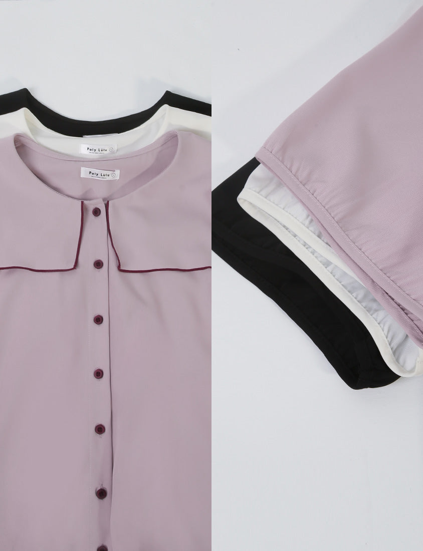 Sweet Contrast Lapel Collar Plus Size Shirt