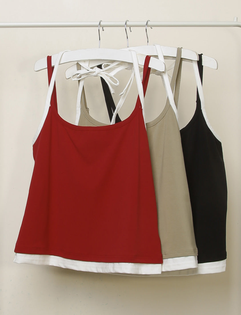 MUA! Chic Contrast Plus-Size Halter Neck Tank