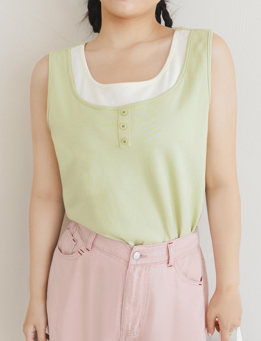 Versatile Faux Two Piece Button Front Plus Size Vest