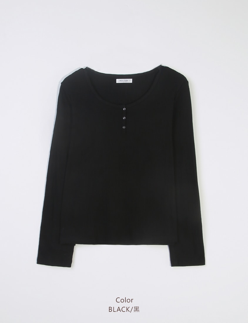 Jacquard Ribbed Button-Front Plus Size Crewneck Top